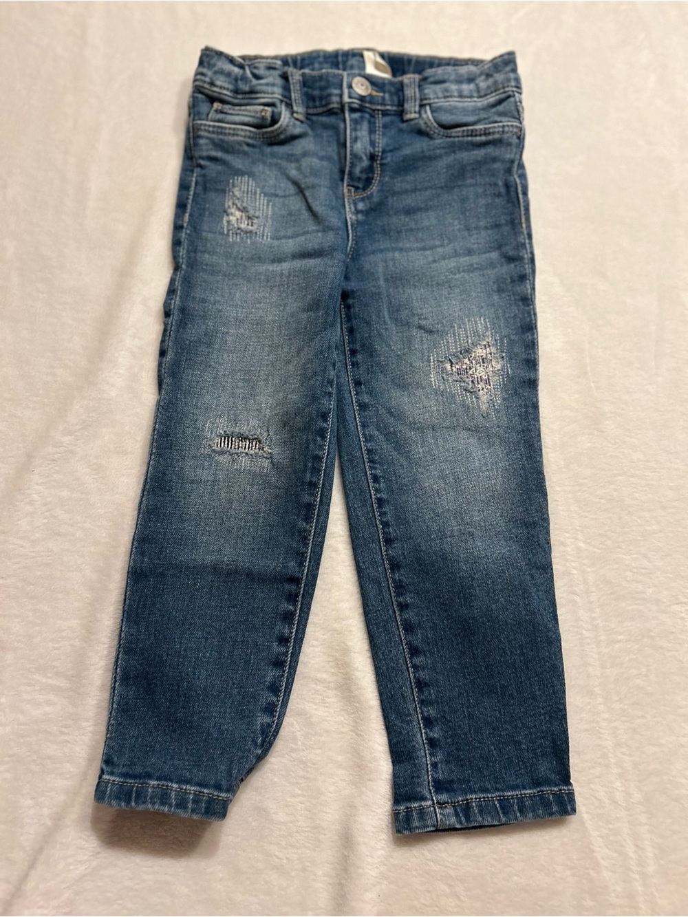 OshKosh B'gosh Blue Denim Jeans Girls 4T Cotton Button Closure Pockets